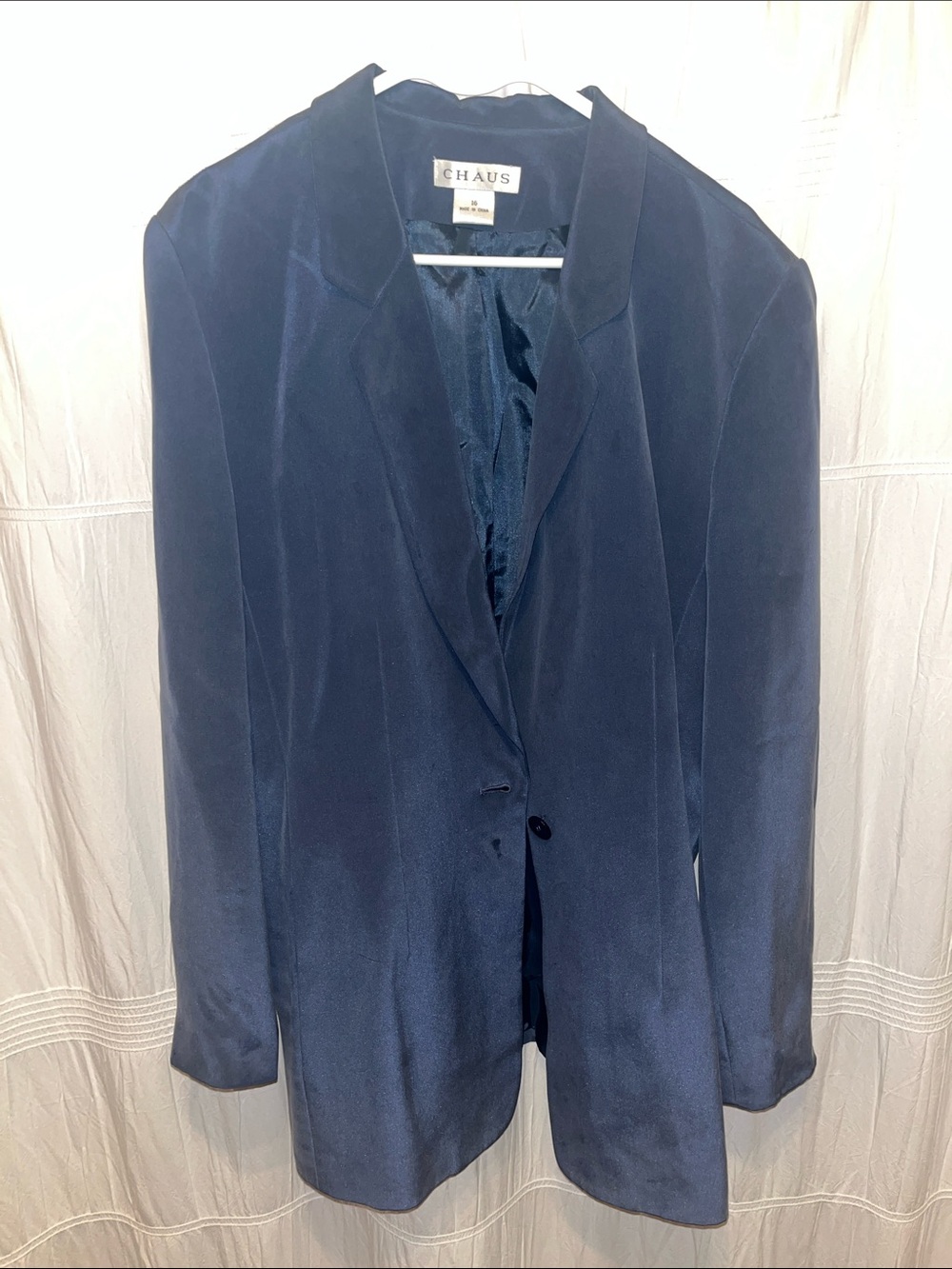Blue Silk Vintage Oversized Blazer | Chaus